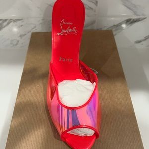 NEW CHRISTIAN LOUBOUTIN ME CONDORAPIK MULE SANDALS SPIKES IRIDESCENT PINK 39